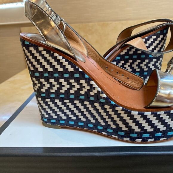 Coach Brand Navy and White Wedges - Picture 1 of 5